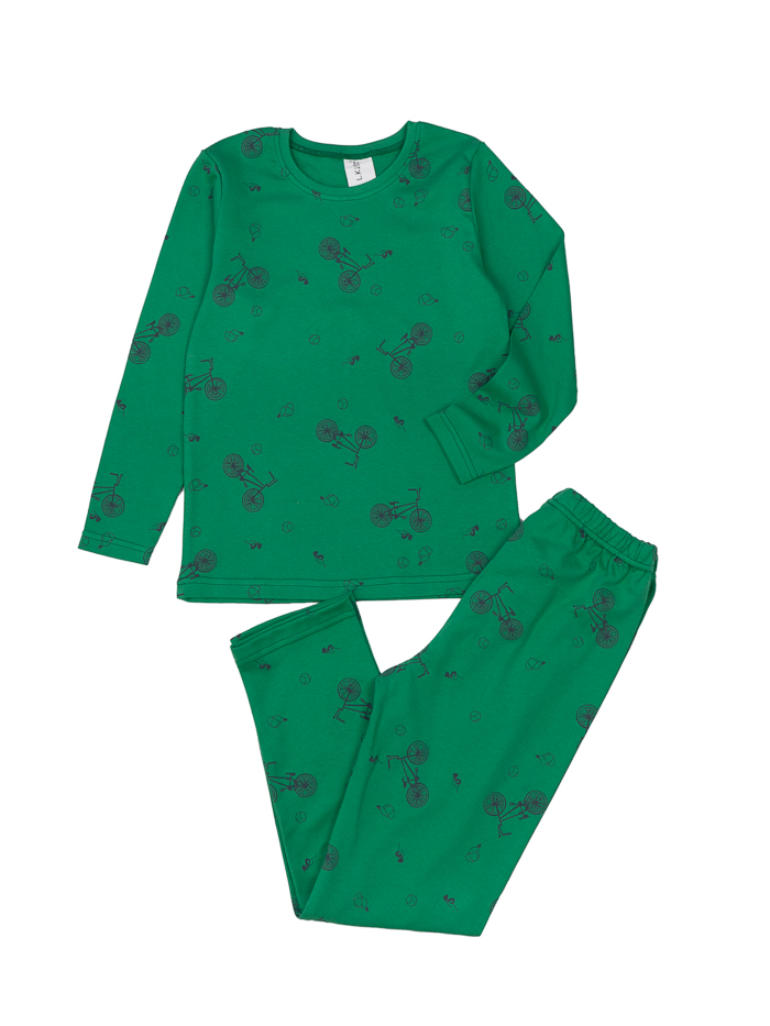 Пижама для мальчиков Luna Kids Велосипеды р.128–134 зеленый 0193