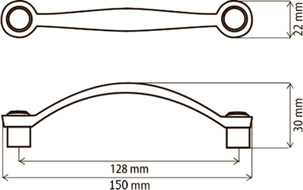 Меблева ручка D-122 G4 128 мм стара бронза DC