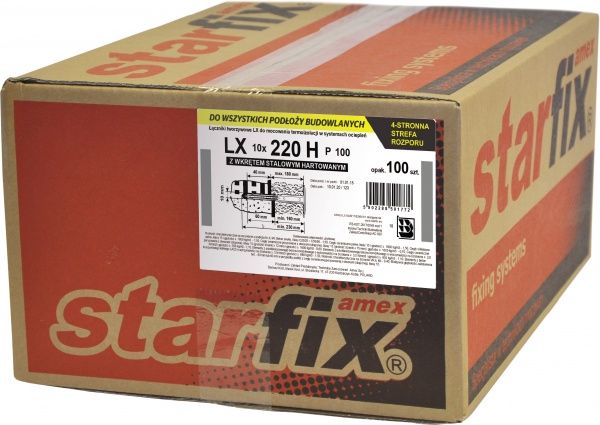 Дюбель для теплоизоляции LX/H с шурупом 10x180 мм 100 шт. AMEX