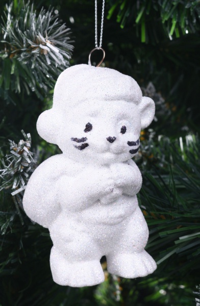 Підвіска Тигрик 3Д з мішком d 12 см білий