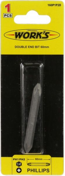 Біта Work's двостороння PH1/PH2x60 мм 160P1P2D