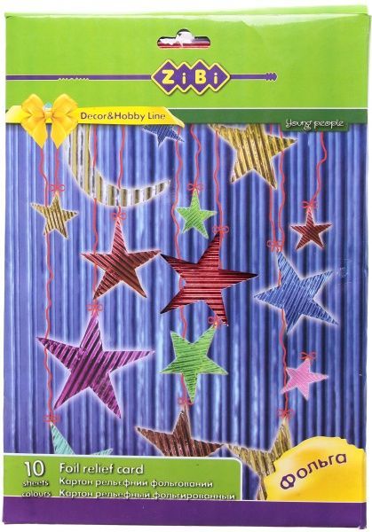 Гофрокартон фольгированный А4 10 цветов ZB.1972 ZiBi