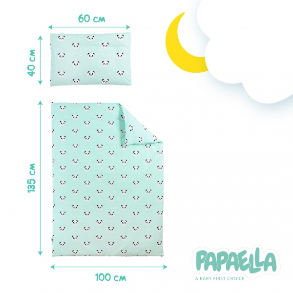 Комплект для детской кроватки IDEIA Ранфорс Панда мятный 4820227284856