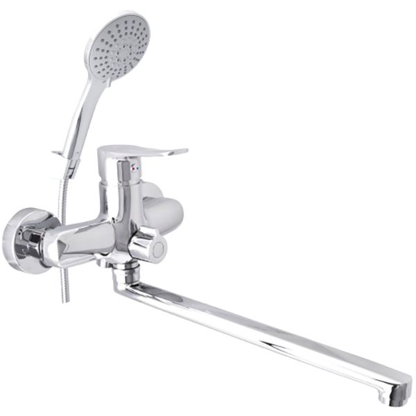 Смеситель для ванны Rubineta с лейкой и душевым шлангом Nica-11/C длинный гусак NI11CK08