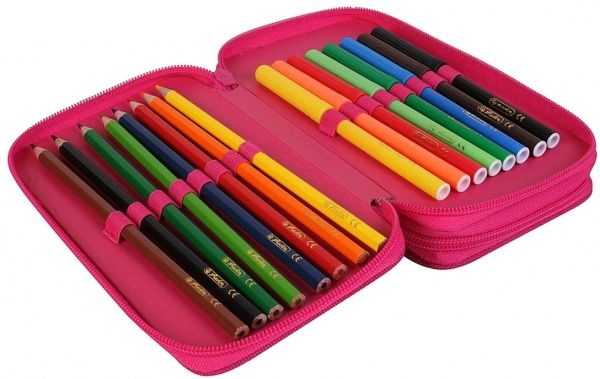 Пенал шкільний Double Unicorn 23 предмети 50026067 Herlitz рожевий