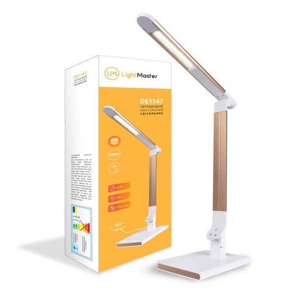 Настольная лампа LED DE1147 6 Вт белый/золото 