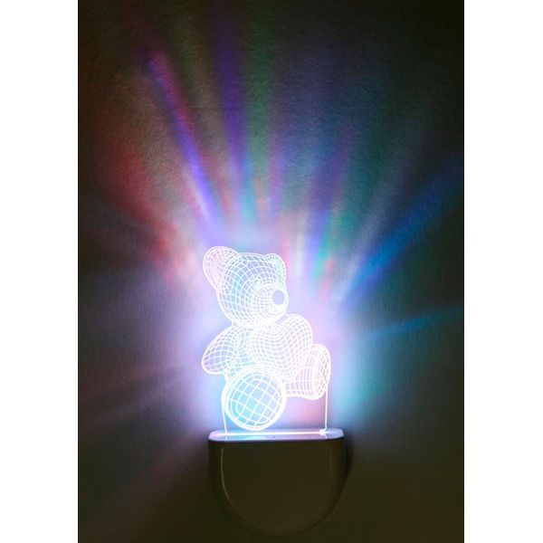 Ночник Aukes Мишка 3D LED RGB 0.5 Вт белый 