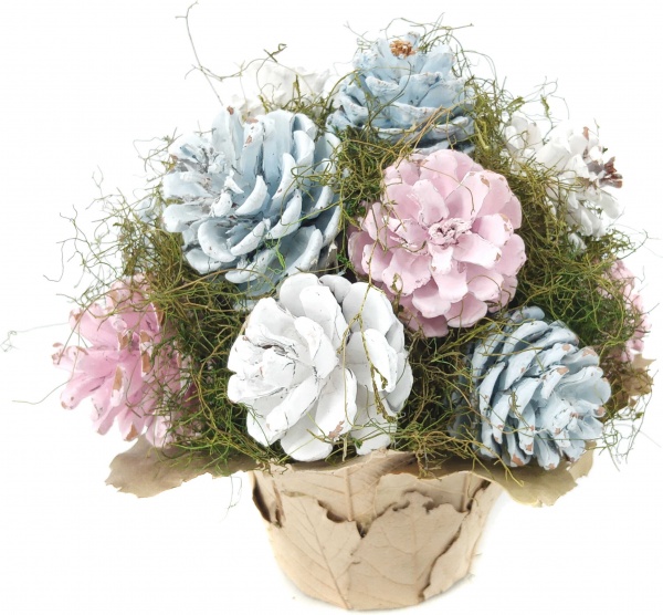 Композиция новогодняя New Star с шишками в горшке 35 см C3201202B 