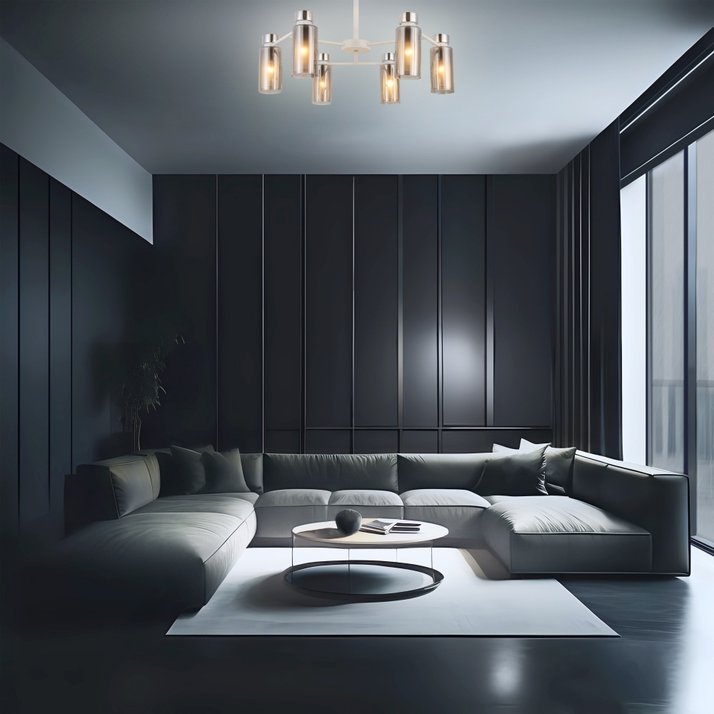 Люстра Miorro Leone метал/скло 6x40 Вт E14 чорний 51-311-080