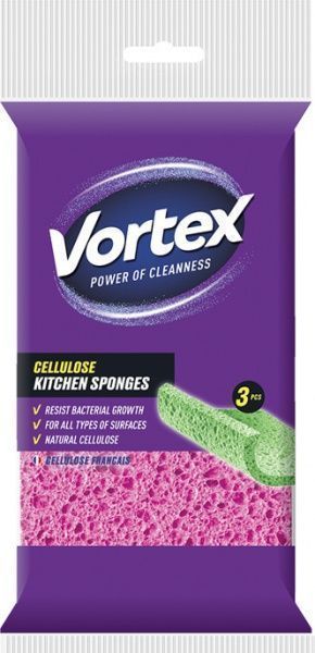 Губка Vortеx кухонная целлюлозная 3 шт.