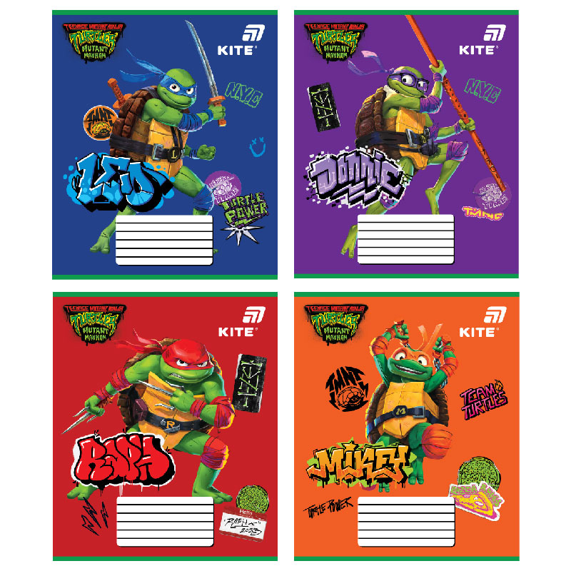 Тетрадь Ninjia Turtles 12 лист. косая линия NT26-235 KITE — фото 1