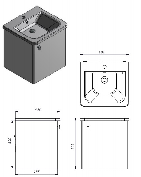 Тумба підвісна ЮВЕНТА Тумба Novara - 50 підвісна біла з умивальником Urban-50