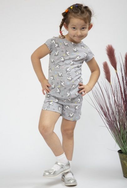 Костюм для дівчаток Luna Kids Unikorn р.122-128 світло-сірий із принтом 0033/12013 