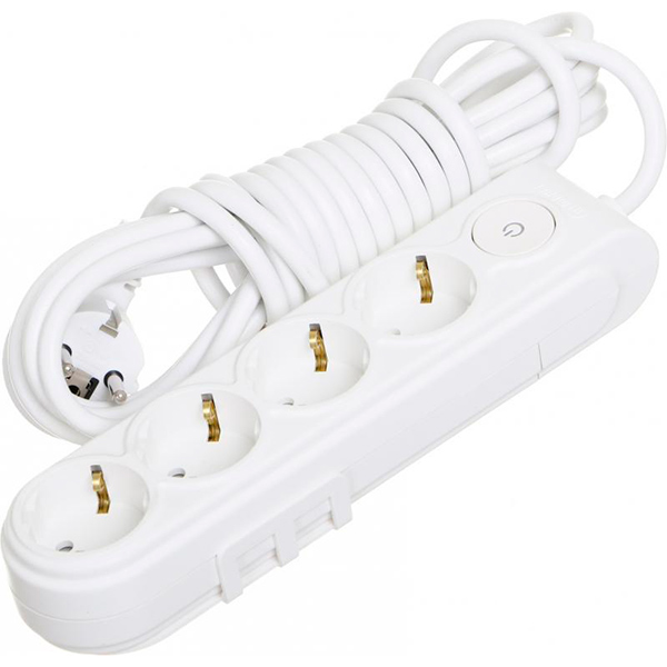 Подовжувач Makel з захистними шторками із заземленням 4 гн. білий 5 м N4310063 