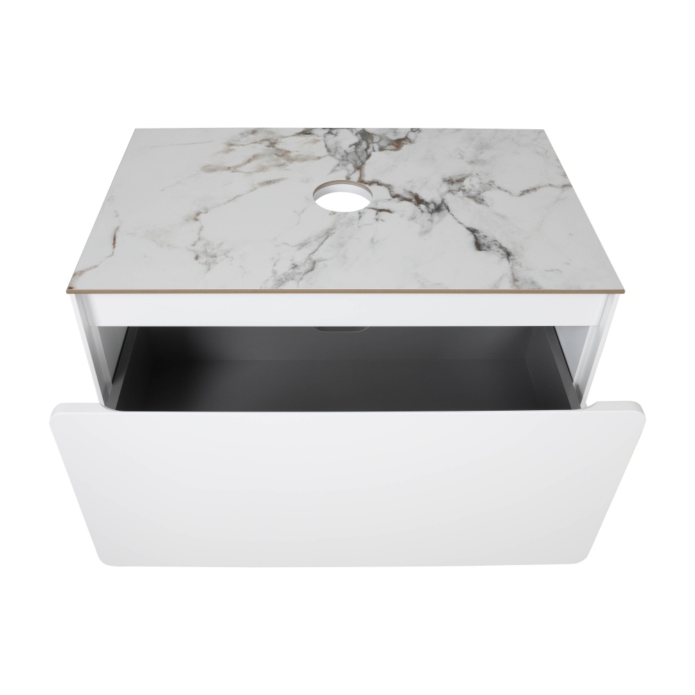 Тумба подвесная Aqua Rodos KIOTO (белый мат) со столешницей керамогранит Loreal Blue 80 см