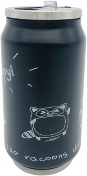 Термочашка Barrel Raccoons 300 мл черная Flamberg