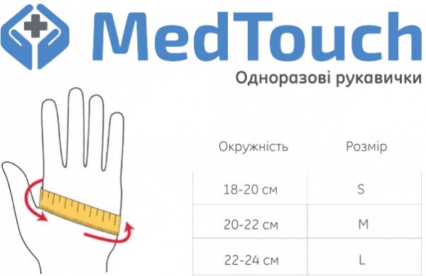 Рукавички MedTouch непудровані з покриттям нітрил M (8)