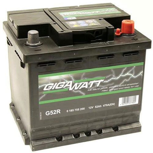 Аккумулятор автомобильный GIGAWATT 52Ah 470A 12V «+» справа (GW 0185755200)