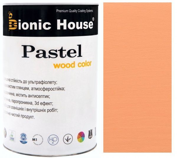Краска Bionic House укрывная Pastel Wood Color Р206 коралл шелковистый глянец 0,8 л