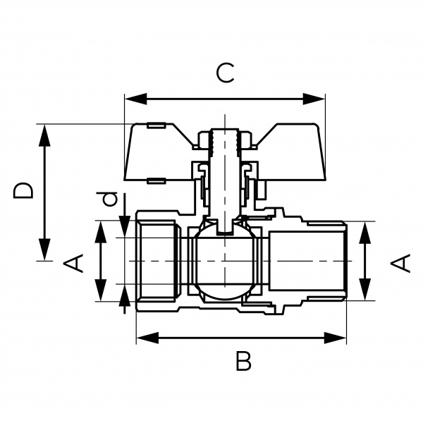 Кран шаровой Ferro F-Comfort 20 бар ручка «бабочка» нр-вр 1/2” KFCM11