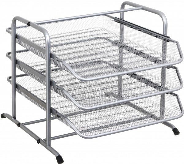 Лоток для паперів горизонтальний потрійний метал 35х29,5х26 см сірий Nota Bene