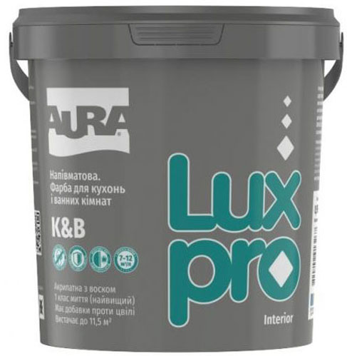 Фарба інтер'єрна акрилова водоемульсійна Aura® Luxpro K&B напівмат білий 0,95л 1,22кг