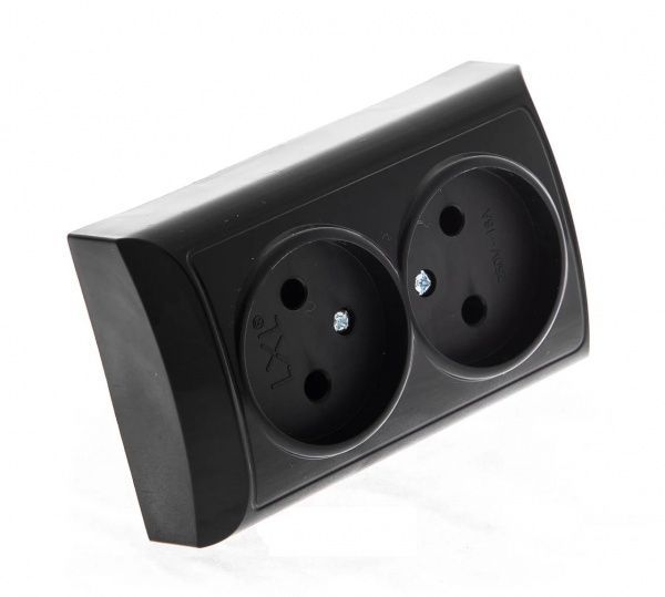 Розетка двойная с заземлением UP! (Underprice) без крышки черный 2211 BLACK