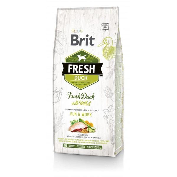 Корм для активних собак для великих порід Brit Fresh качка та пшоно 2,5 кг