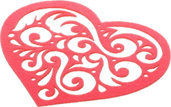 Декор із фетру Мереживне серце рожевий, 125056 12х16 см