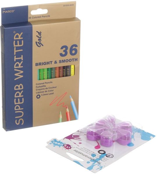Олівці кольорові Superb Writer Gold 36 кольорів 4100G-36CB та чинка 