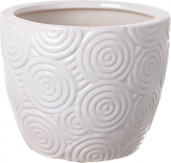 Горщик Viet Thanh Ceramic з блюдцем спіраль 29х23 см VT.10704-2 круглий білий 