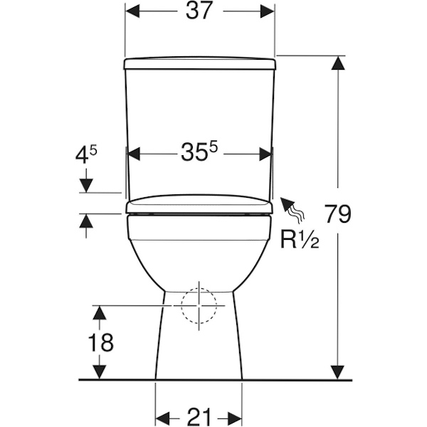 Унитаз-компакт Geberit Selnova Square 503.086.00.1, Rimfree, прямоугольная полузакрытая форма