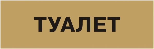 Табличка Туалет 250х80 мм латунь