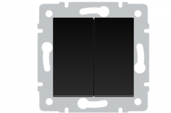 Механізм вимикача двоклавішний HausMark Stelo без підсвітки антрацит 501-4288-101