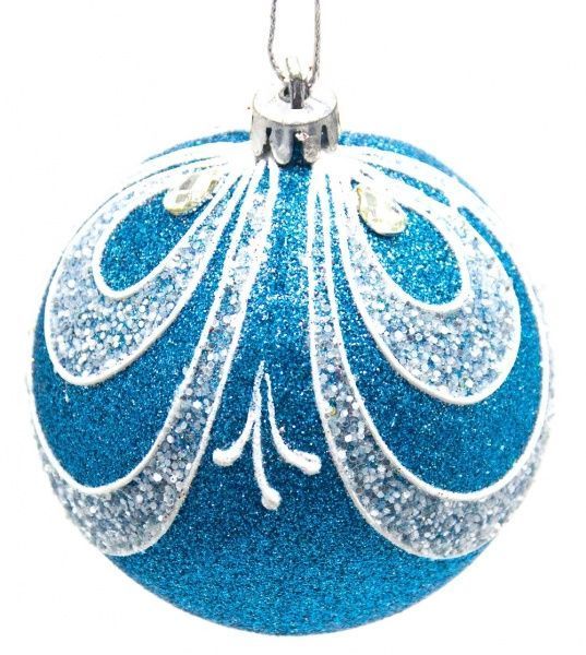 Шар Орнамент d60 1723 голубой/белый