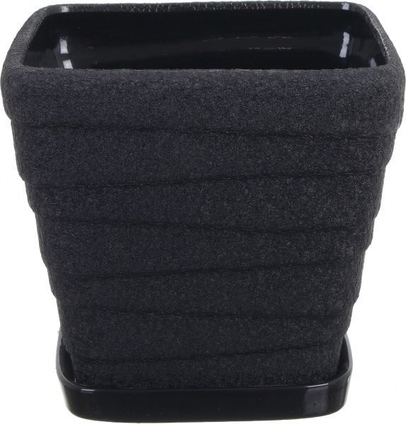 Горшок Ориана-Запорожкерамика Квадрат №3 Волна крошка квадратный 4,5 л черный 