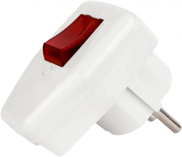 Вилка штепсельная LXL и выключателем с заземлением 220В 16А IP21 поликарбонат белый