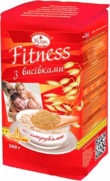 Хлопья овсяные ТМ Козуб Продукт Фитнес с отрубями в пакете 500 г 4820094532791 