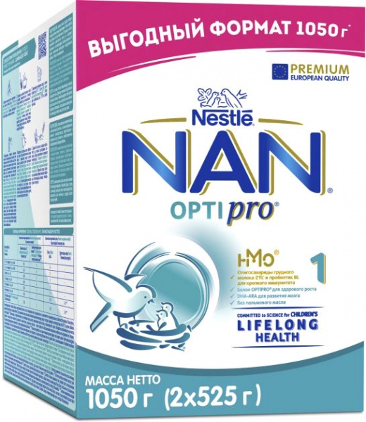 Суха суміш NAN Nestle NAN 1 Optipro з олігосахариди 2'FL для дітей від народження 1050 г