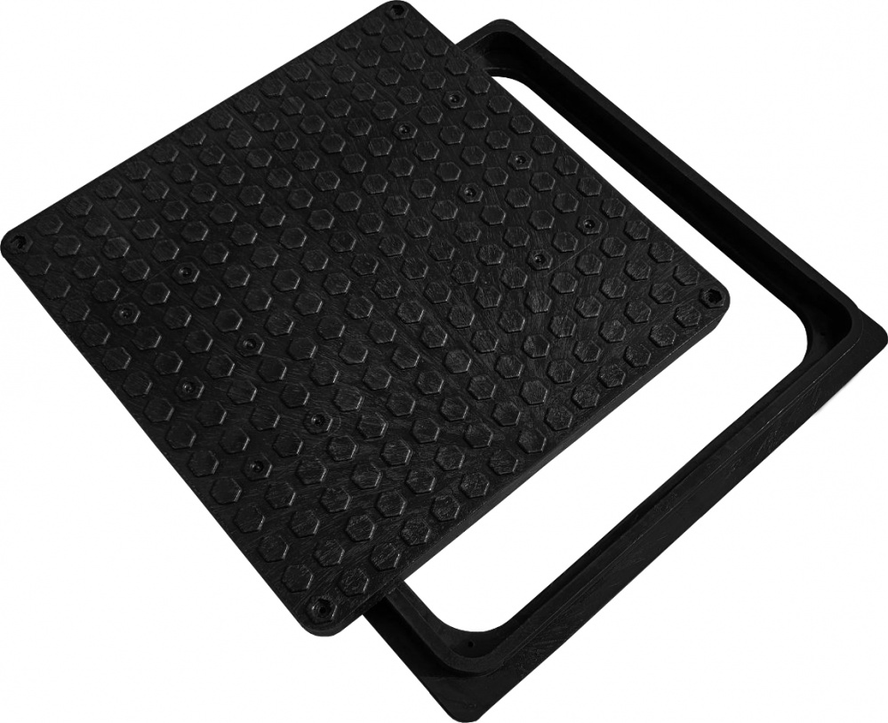 Люк канализационный POLYMERGRAD 715x715 мм A15 с замком черный