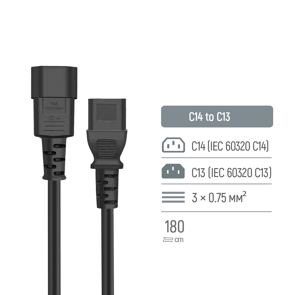 Кабель живлення ColorWay 1,8 м black (CW-CBP087-BK)