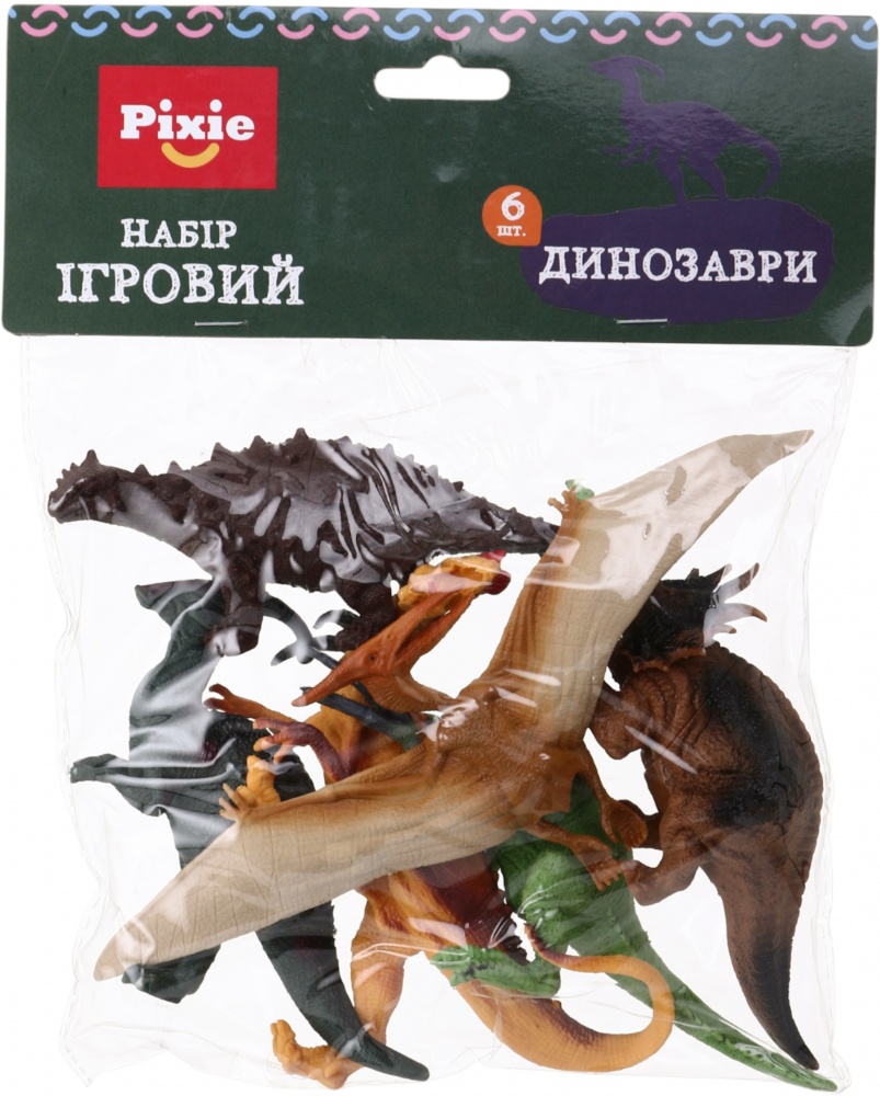 Игровой набор PIXIE динозавры 6 шт. 21х30х4 см пластик YX-PK056-2