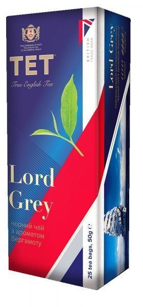 Чай черный ТЕТ Лорд Грей байховый с ароматом бергамота, мелкий 25 шт. 50 г 