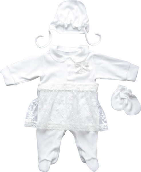 Комплект одягу на виписку для дівчаток Модний Карапуз білий р.56 03-01120-0 