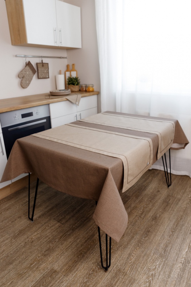 Скатерть Корица Коричневая 133x220 см Прованс