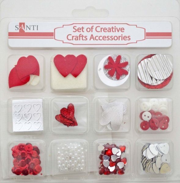 Набор декоративных украшений для скрапбукинга, красный 12 шт.