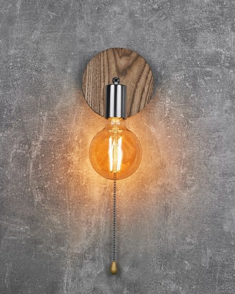 Бра Iterna Malme Темный ясень 1xE27 дерево темное LW024 