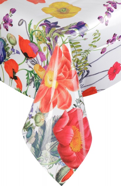 Скатерть Маки 137x110 см белый с рисунком Даріана 