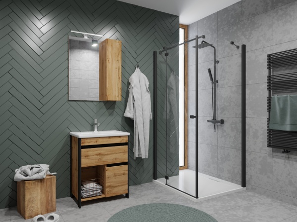 Тумба підлогова ЮВЕНТА Тумба Bronx - 80 дуб Вотан з умивальником Soft-80