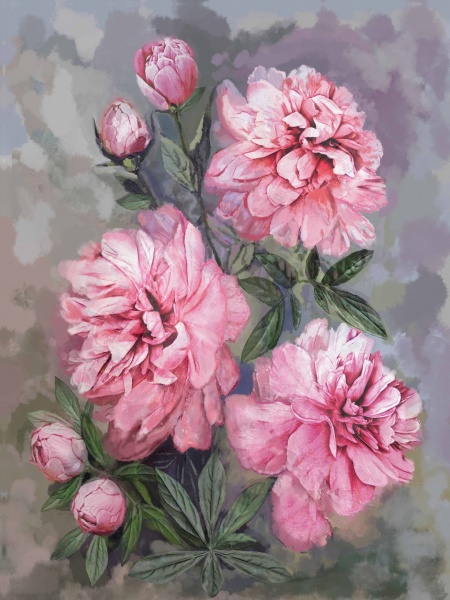 Репродукция Букет розовых пионов 60x80 см Арт Фемелі 